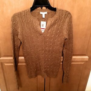 Charter Club gold threaded tan sweater